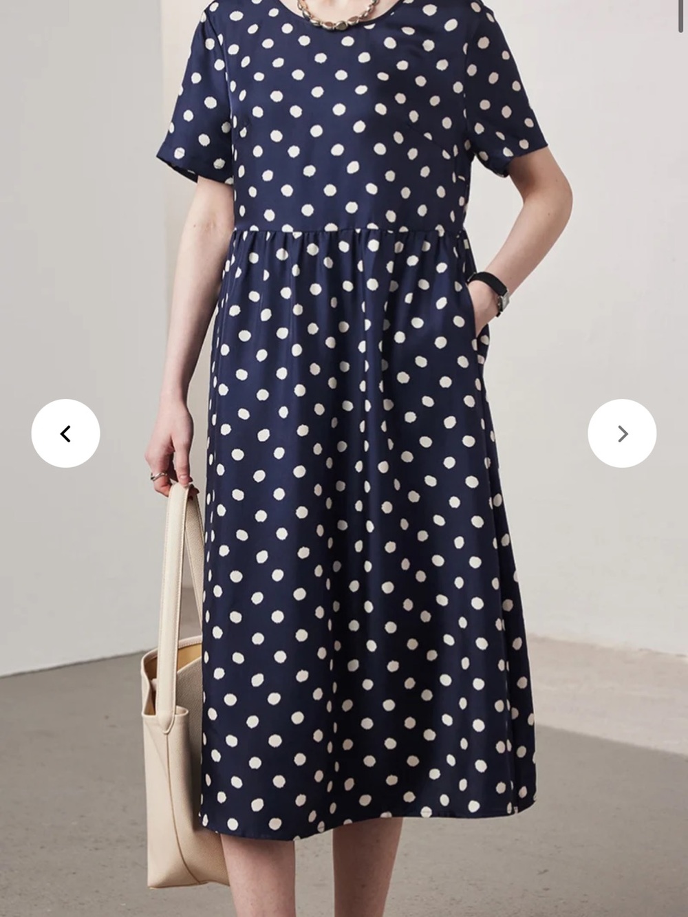 Navy Polka Dot Midi Dress mulberry silk